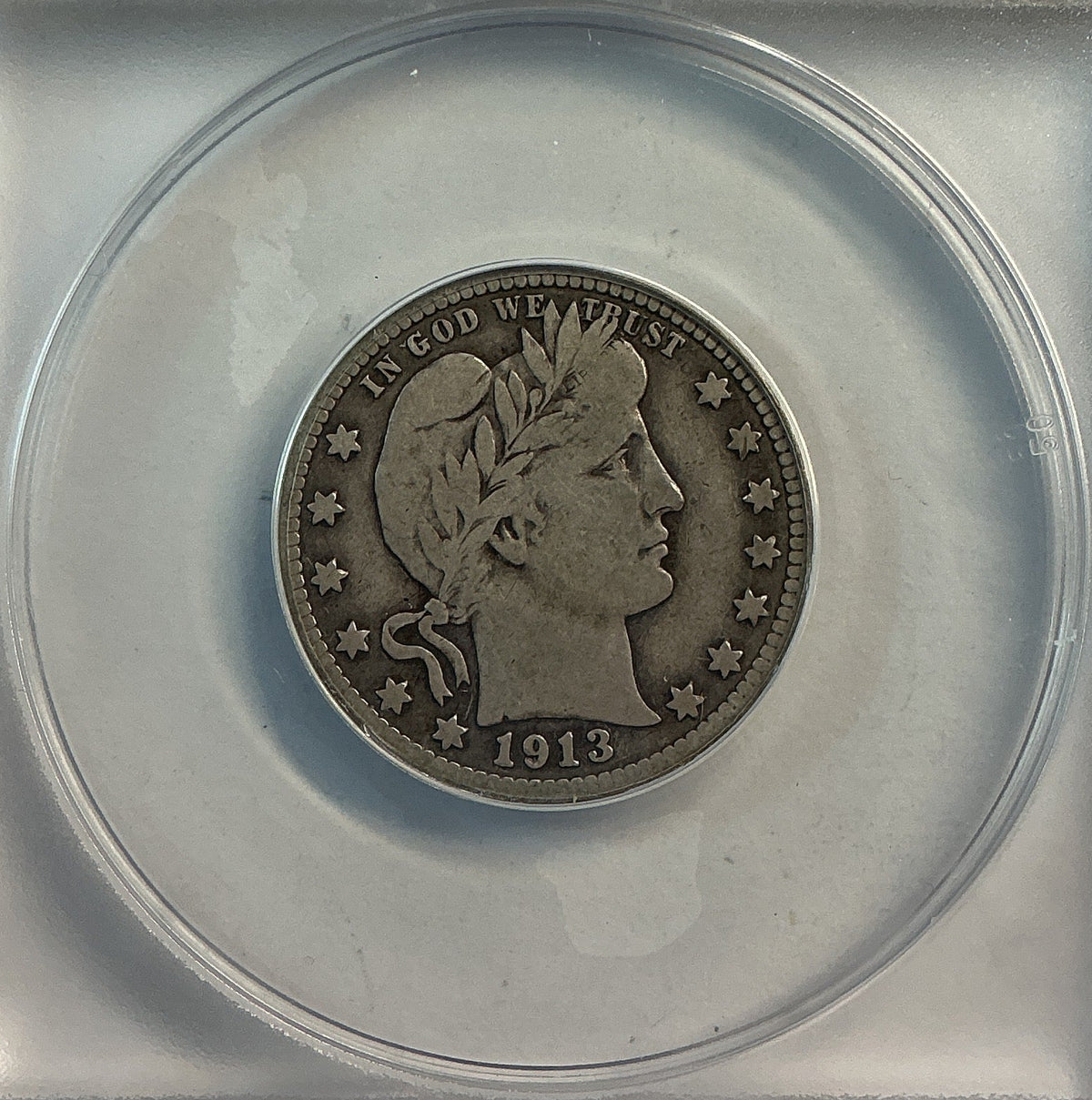 1913-D Barber Quarter, ANACS Very Good 8. Store #QR1531