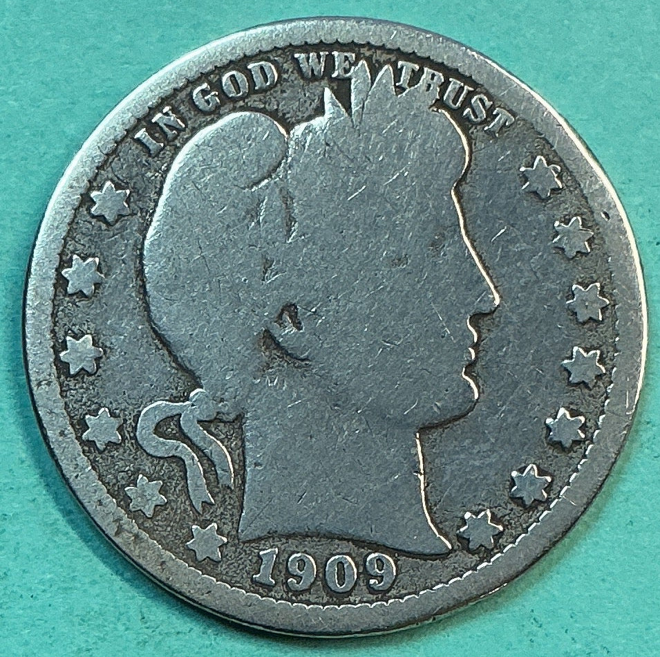 1909-O Barber Quarter., About Good Circulated Details., Store#QR1248