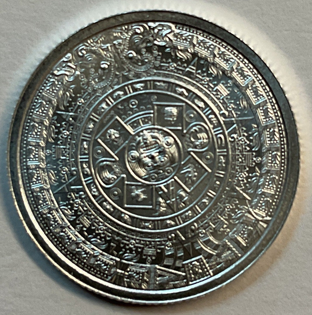 .999 silver, 1/10 Troy Ounce, Aztec Calendar Silver Round Bullion, Store #SR011