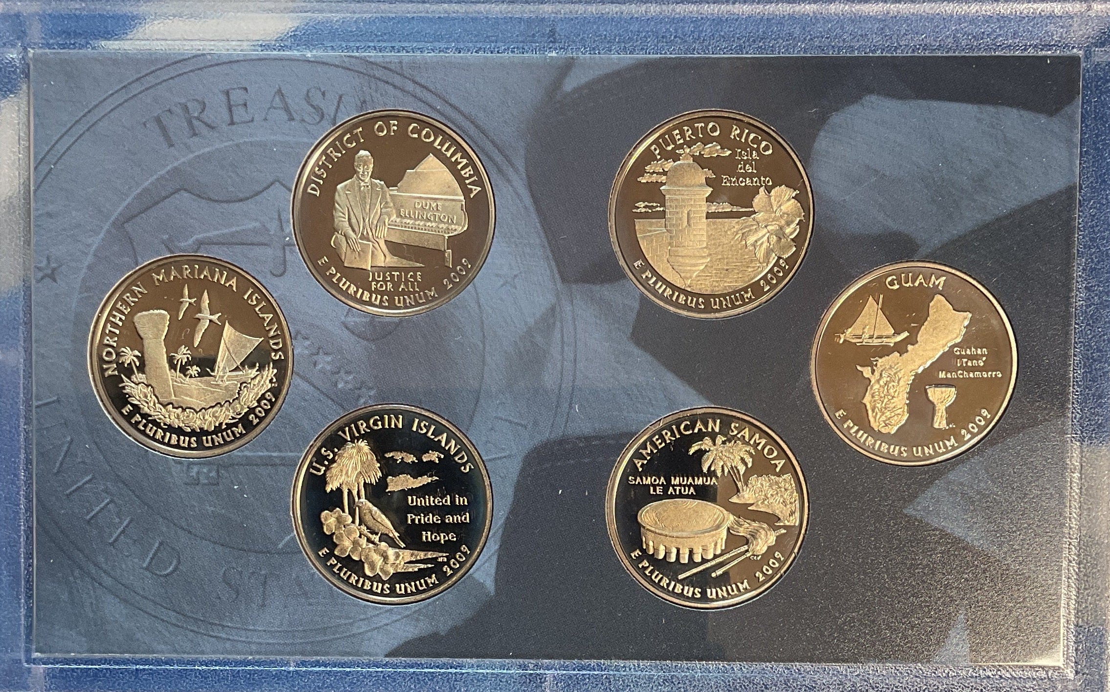 2009 D.C. & U.S. Territories Quarters Proof Set, in Original Government Packaging.