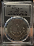 .999 silver, 1 Troy Ounce, 2023 Fiji Privy Morgan Ag, PCGS MS-70, Store