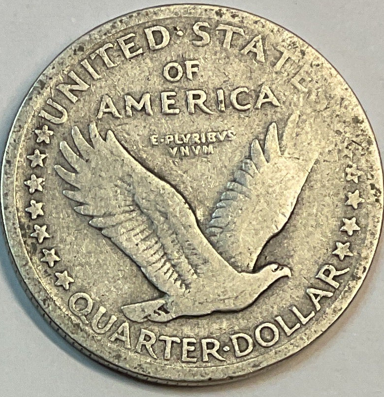 1917 T-1, Standing Liberty Silver Quarter, Fine Circulated Coin, Store #QR1162