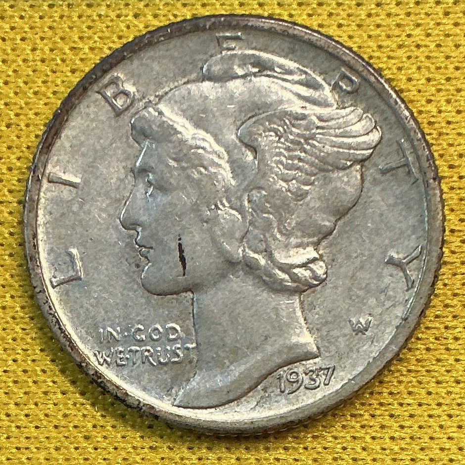 1937 Mercury Dime, Extra Fine Circulated Coin, Store #DE0647