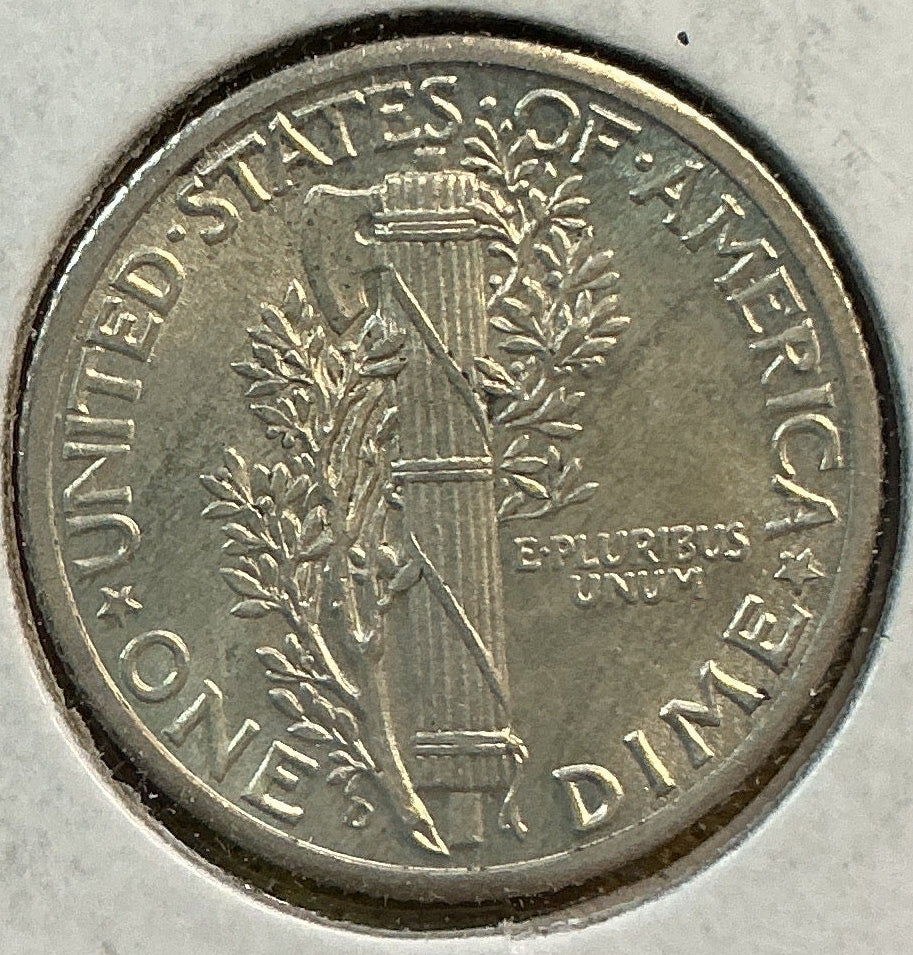 1944-D Mercury Dime, Choice Brillant Uncirculated Coin, Store #DE0696