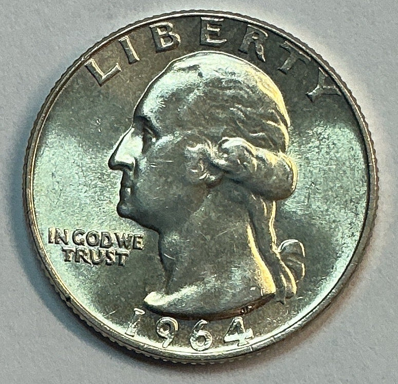 1964 Silver Washington Quarter., Brillant Uncirculated Coin., Store #QR1797