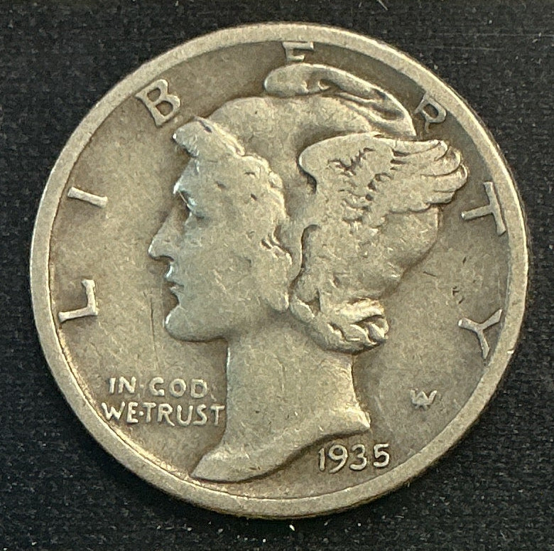 1935-S Mercury Dime, Very Good Circulated Coin, Store #DE0634