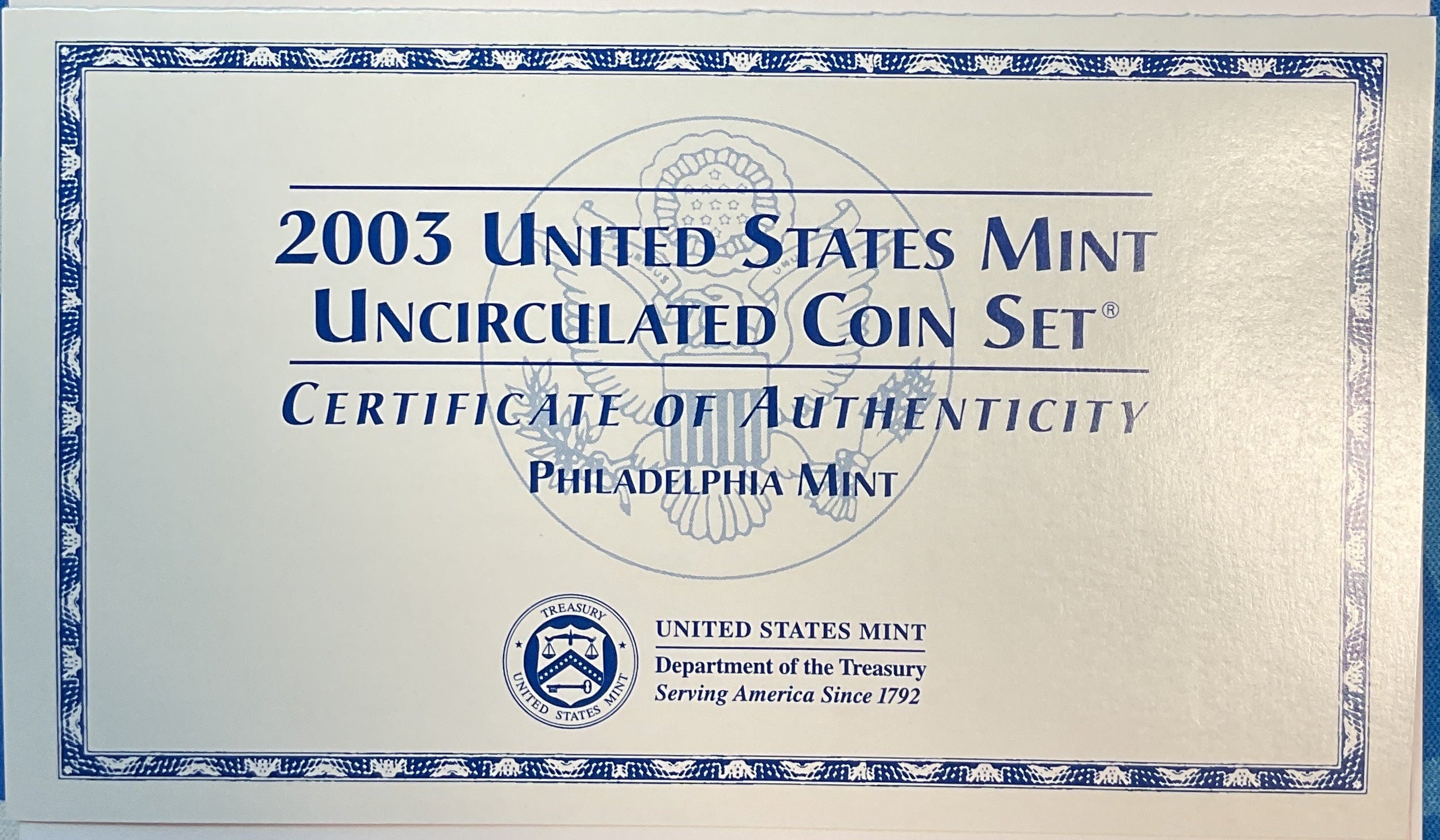 2003 United States Uncirculated 20-Coin Mint Set