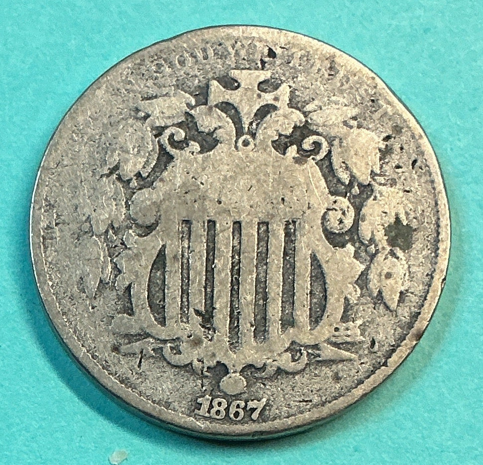 1867 Shield Nickel, Extra Fine Circulated Coin, Store #NL099