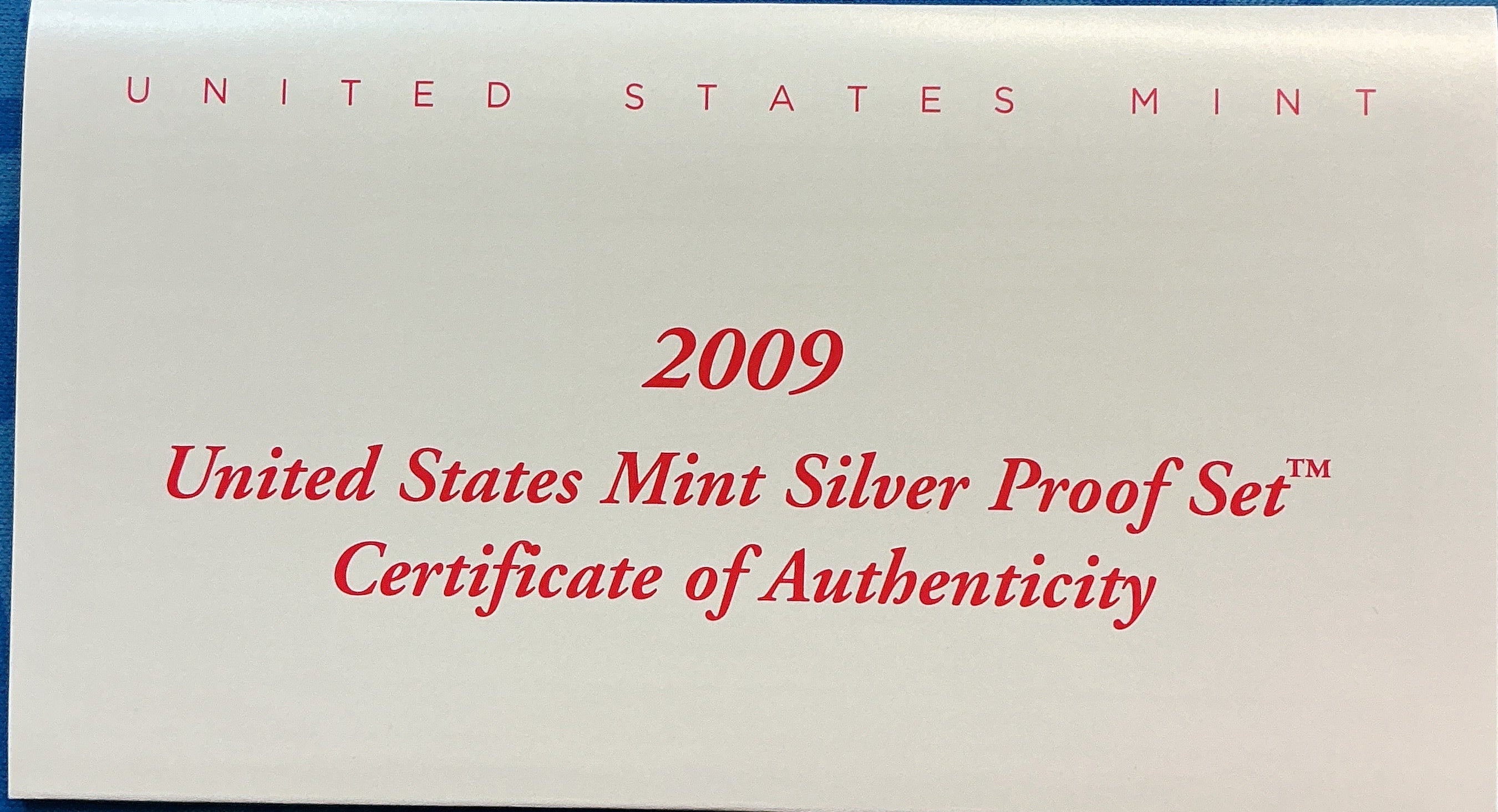 2009 United States Mint Silver Proof Set w/C.O.A.