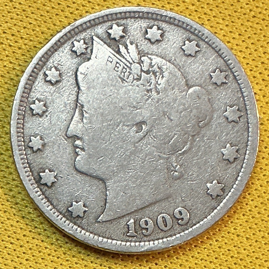 1909 Liberty Nickel, Very Good Circulated Coin, Store #NL907