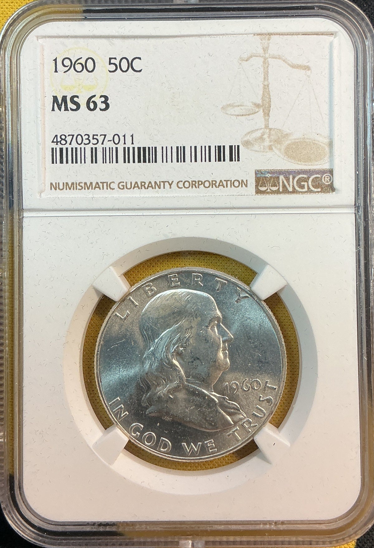 1960 Franklin Half Dollar, NGC MS 63, Store #HR2115