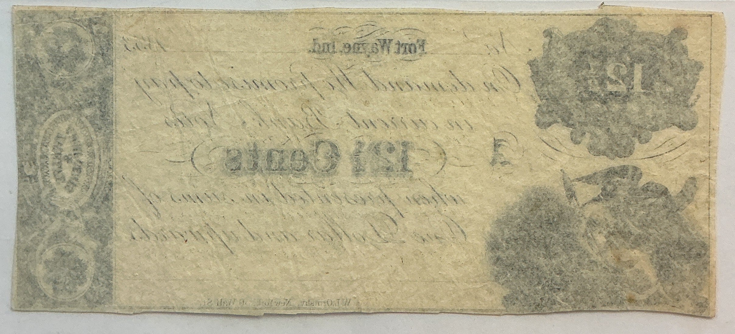 1853, 12-1/2c Remainder, Fort Wayne, IN., PCGS AU-53., Store Sale #GIN001