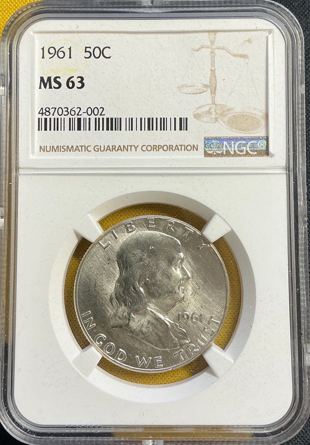 1961 Franklin Half Dollar, NGC MS 63, Store #HR2102