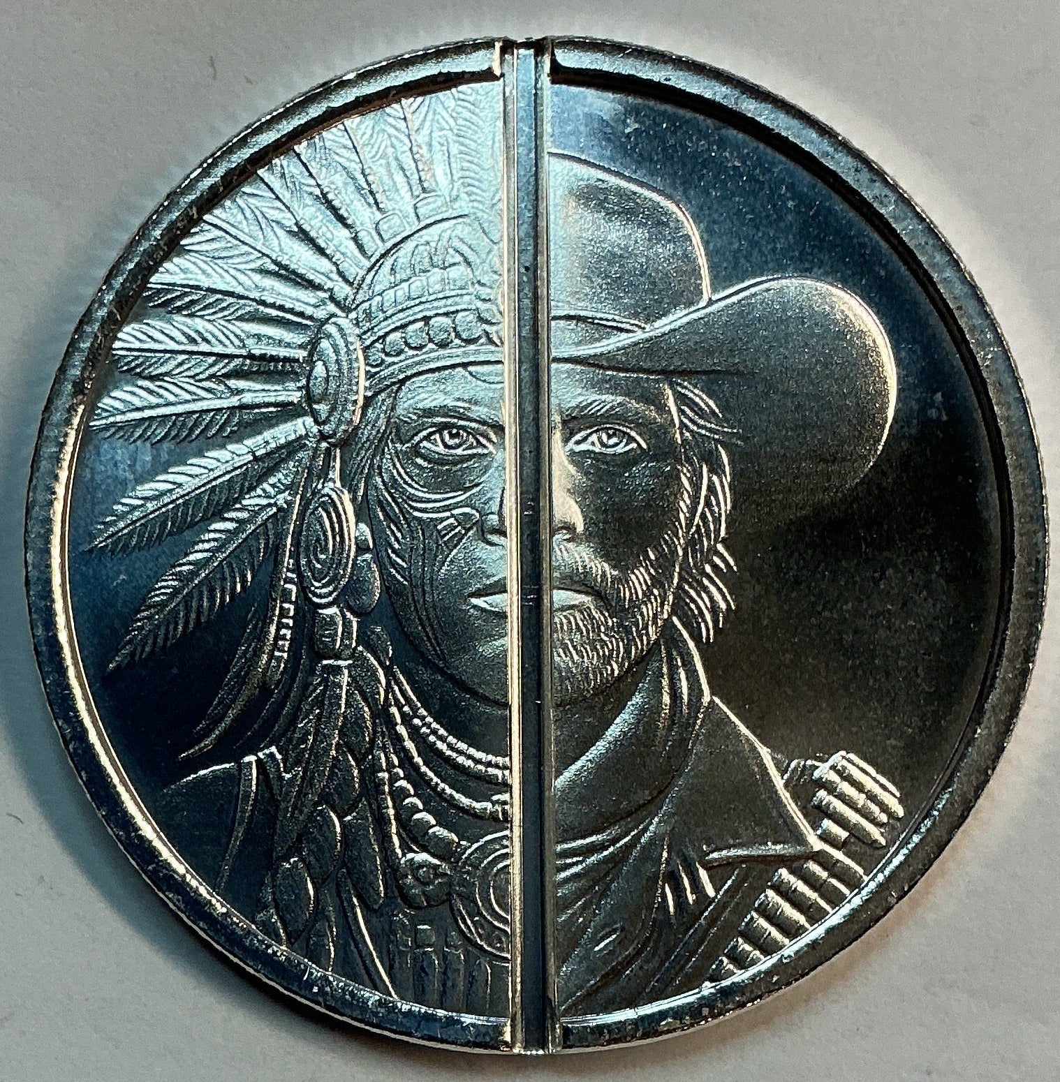 .999 silver, 1 Troy Ounce, Western Warrior Divisible Silver Round Bullion, Store #SR029
