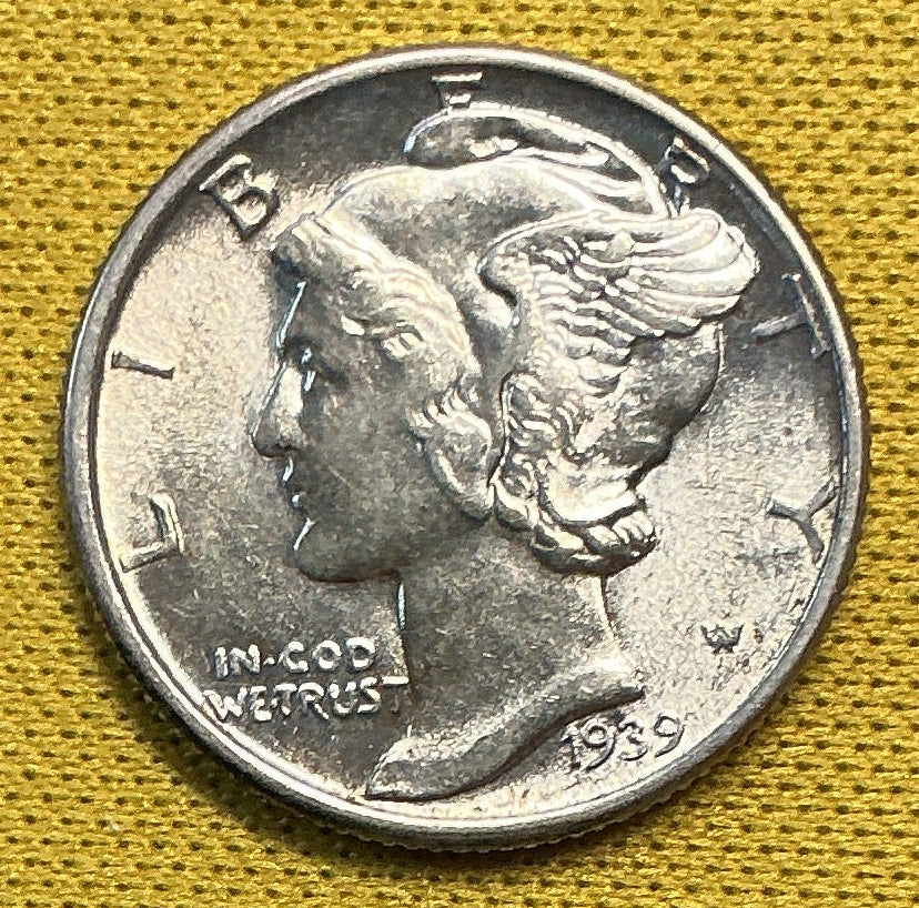 1939 Mercury Dime, GEM Brillant Uncirculated Coin, Store #DE0665