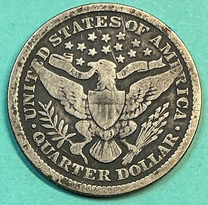 1895 Barber Quarter., Very Good Circulated Details., Store#QR1192