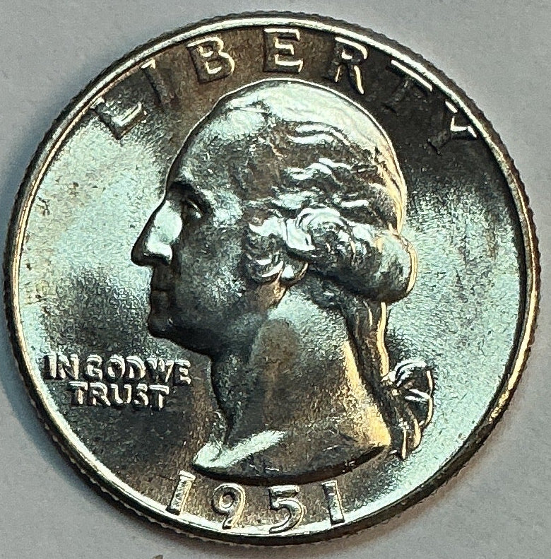 1951 Silver Washington Quarter, Brillant Uncirculated Coin, Store #QR1746