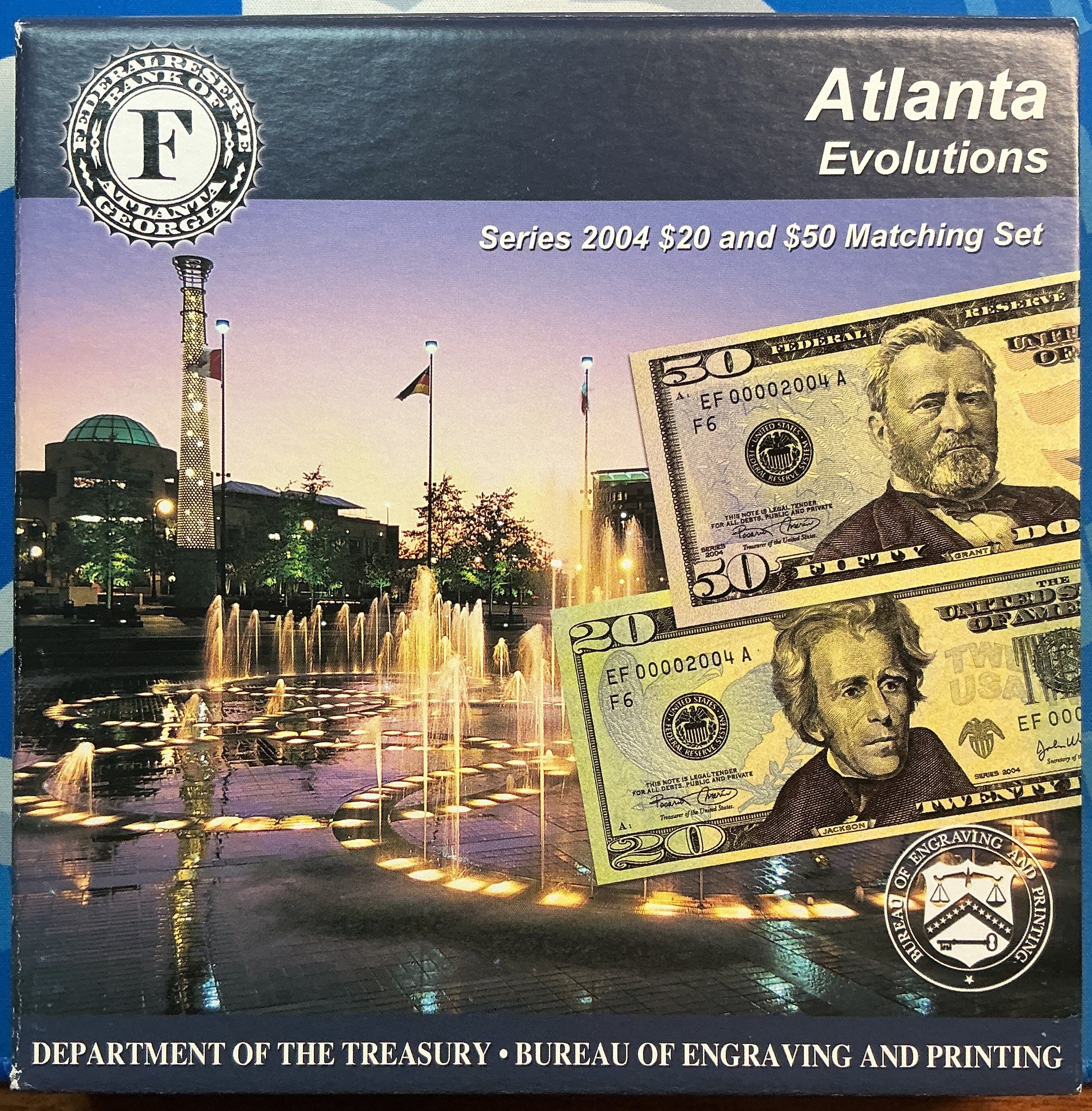 2004 Series, Atlanta Evolutions, $20 & $50, Dept of Treasury-BEP, #FRN017