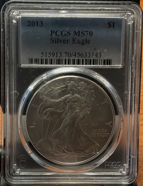 .999 Silver, 1 Troy Ounce, 2013 American Silver Eagle, PCGS MS-70, Store #AE0265
