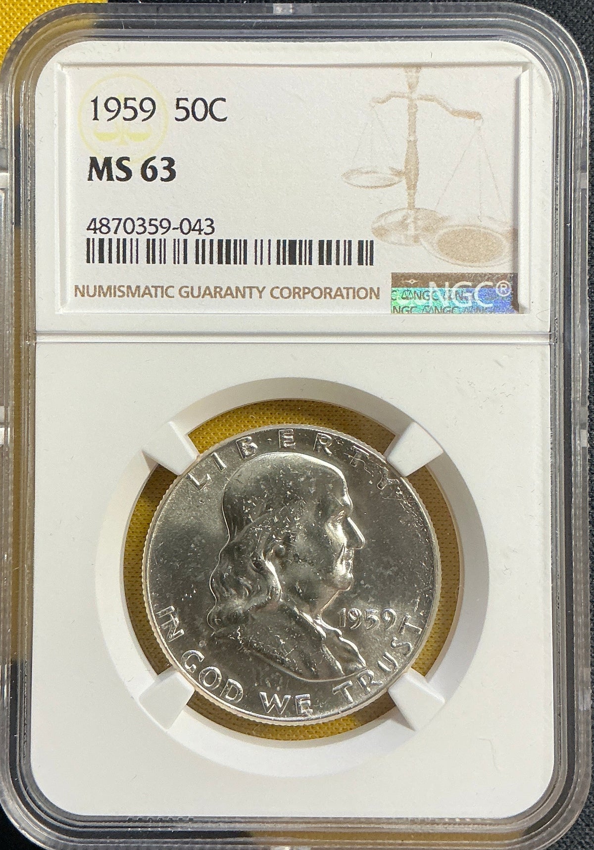 1959 Franklin Half Dollar, NGC MS 63, Store #HR2100