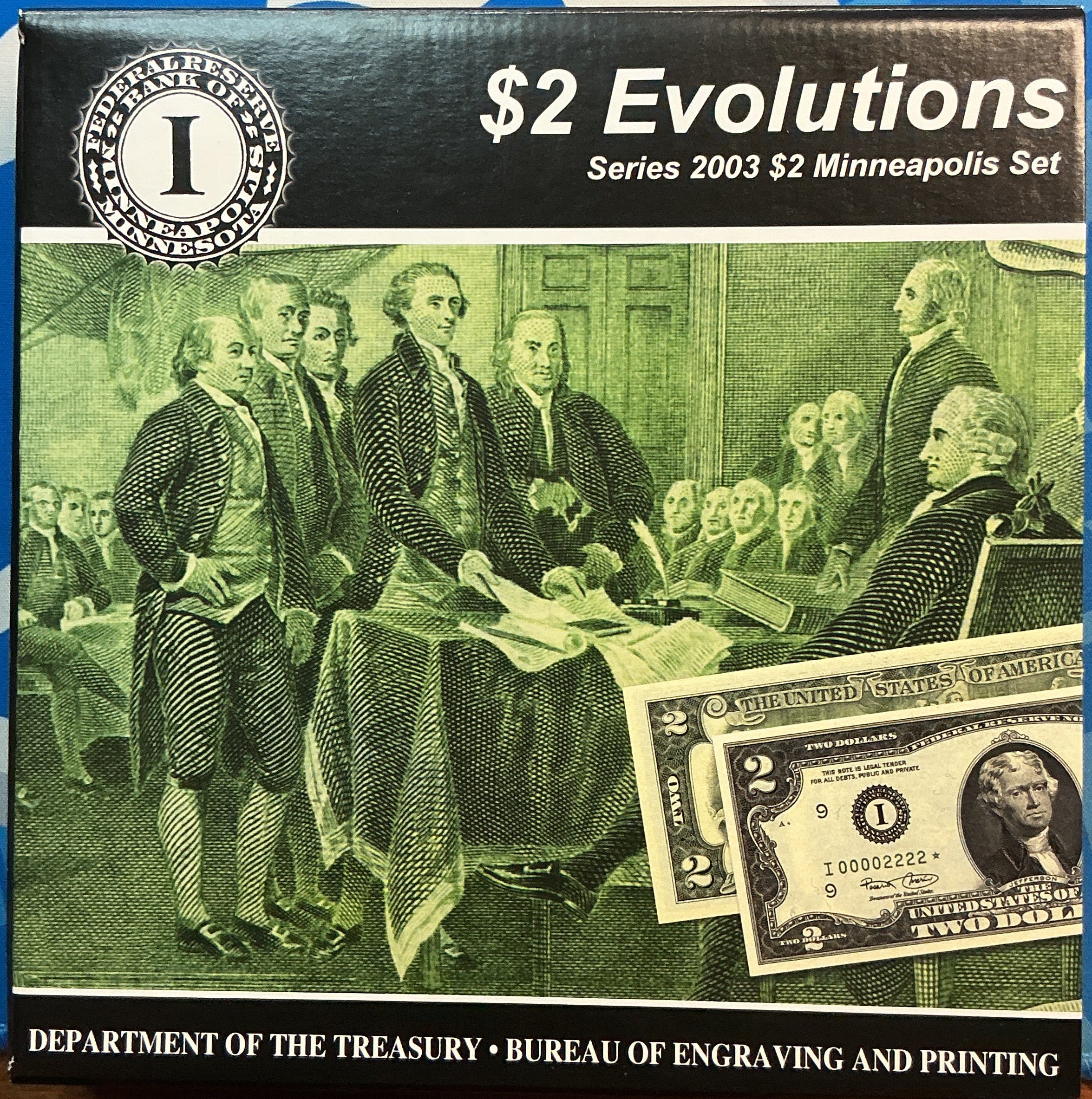 2003 $2 Evolutions Series, $2 Minneapolis Set, Dept of Treasury-BEP, #FRN014