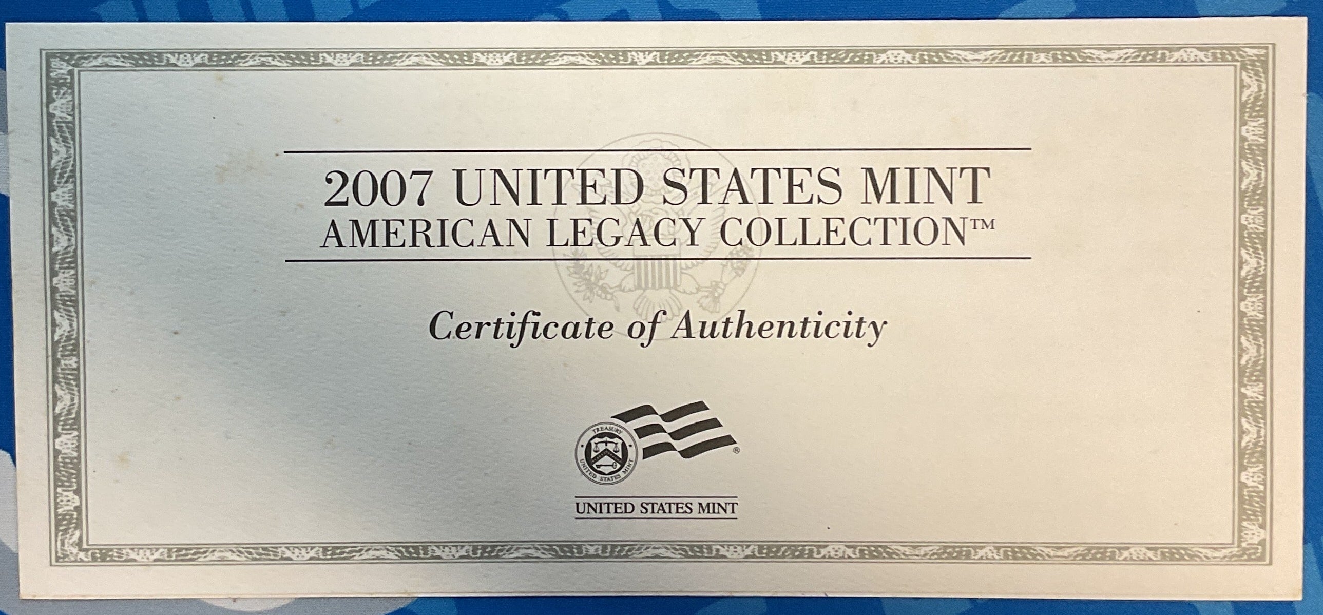 2007 U.S. Mint American Legacy Collection C.O.A. Uncirculated 16-Coin Mint Set # PT044