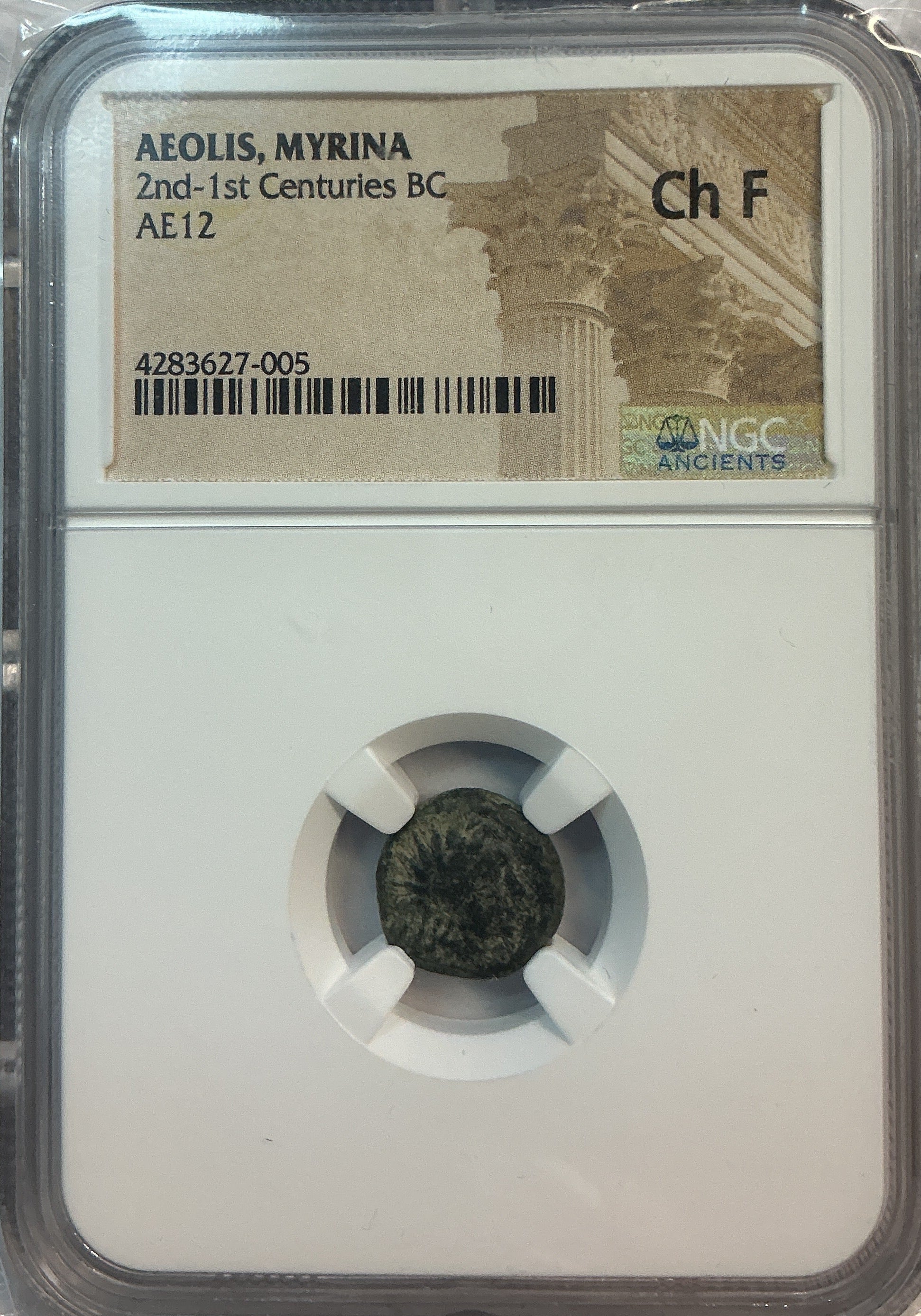 Ancient Coinage, Aeolis, Myrina, 2nd-1st Centuries BC, AE12, Store #AT0027