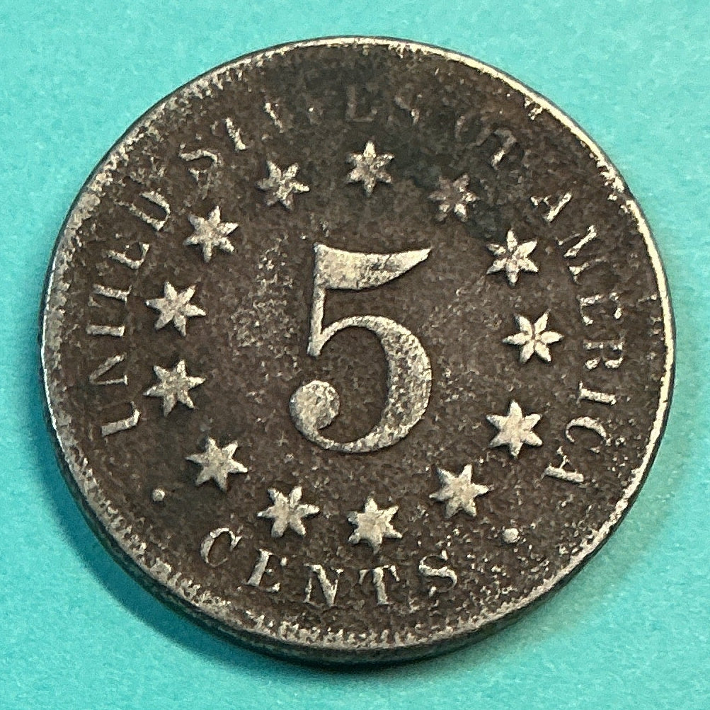 1867 Shield Nickel, Extra Fine+ Circulated Coin, Store #NL0100