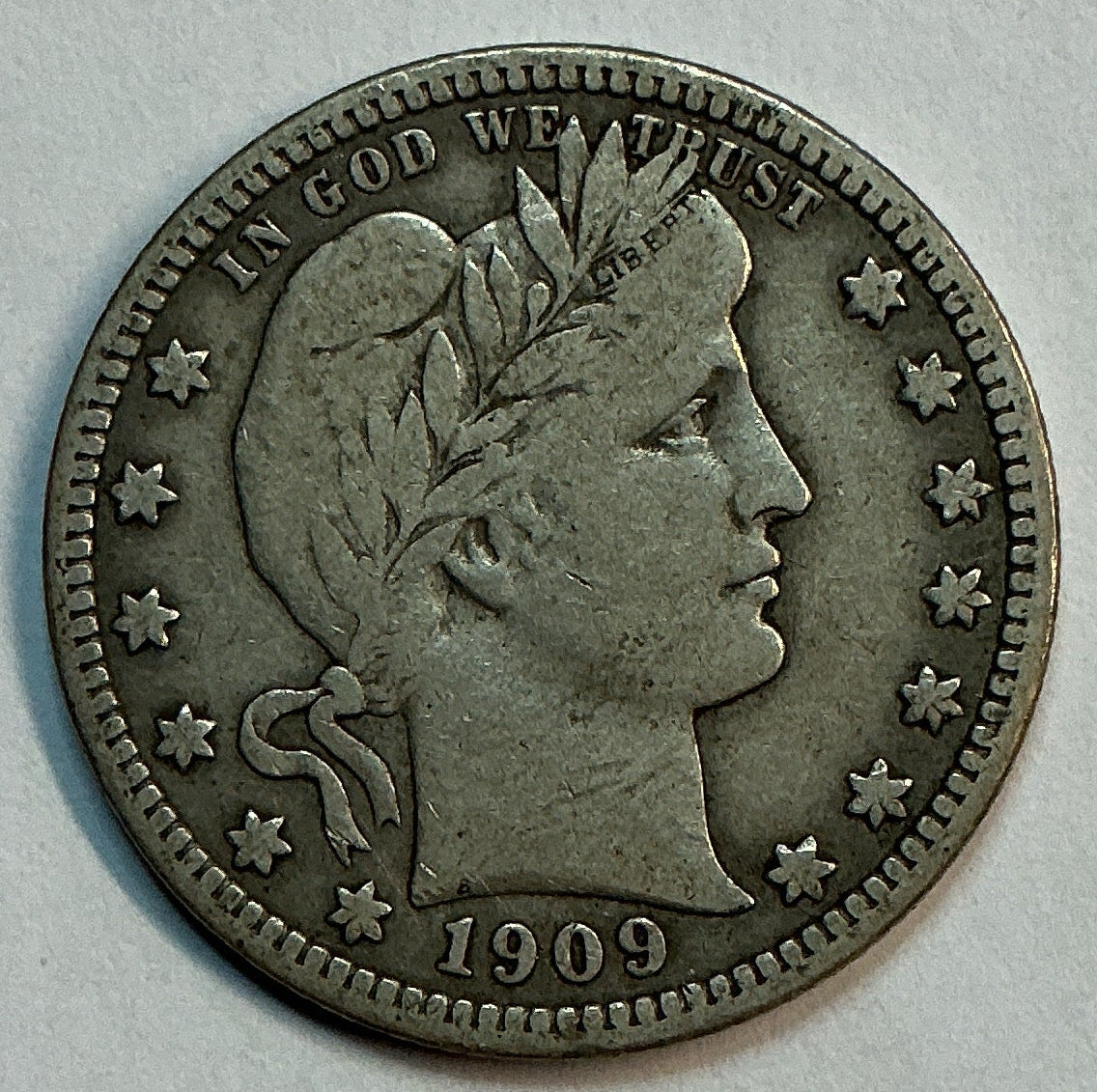 1909 Barber Quarter, Fine Circulated Coin, Store #QR0518