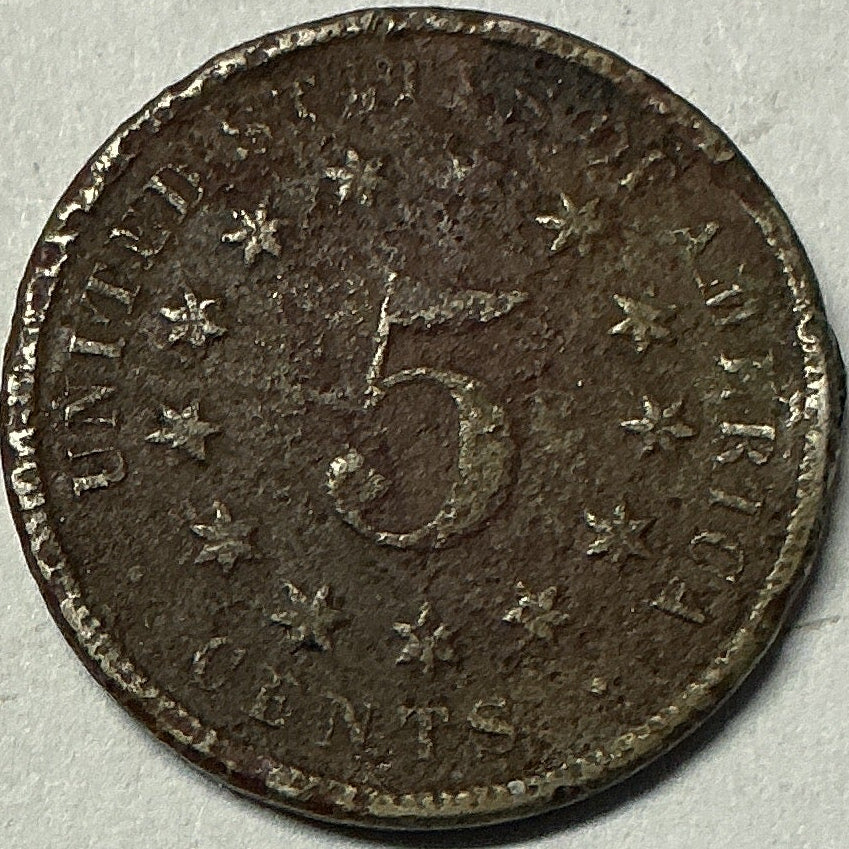 1876 Shield Nickel, Good Circulated Coin, Details, Store #NL678