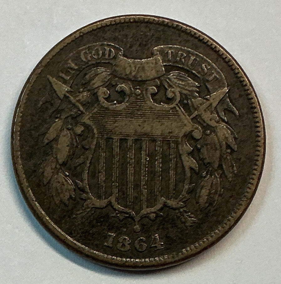 1864 Two-Cent Piece, Very Good Circulated Coin, Store #2C0003