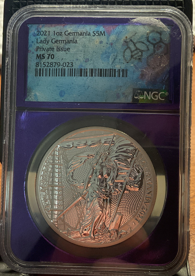 .999 Silver, 1 Troy Ounce, 2021 Germania S5M, Private Issue, NGC MS-70, Store