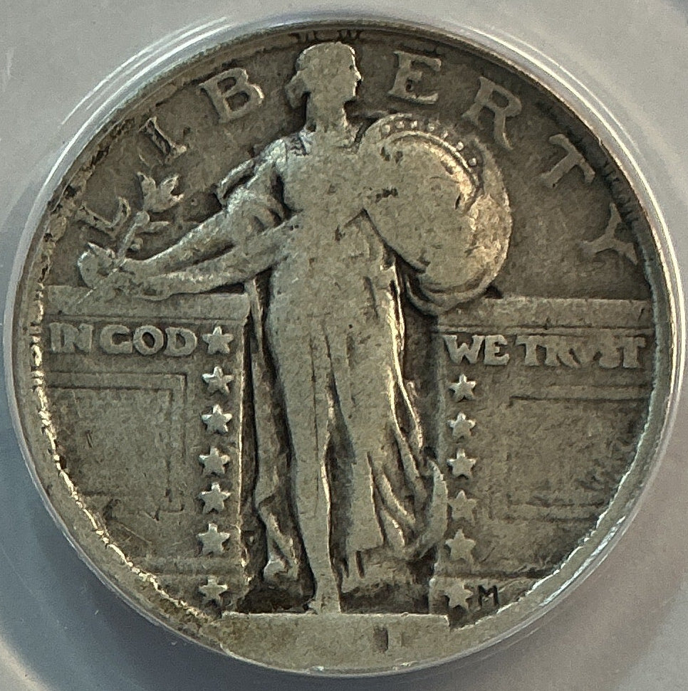 1921 Standing Liberty Quarter, ANACS VG-10, Semi-Key Date, Store #QR1616