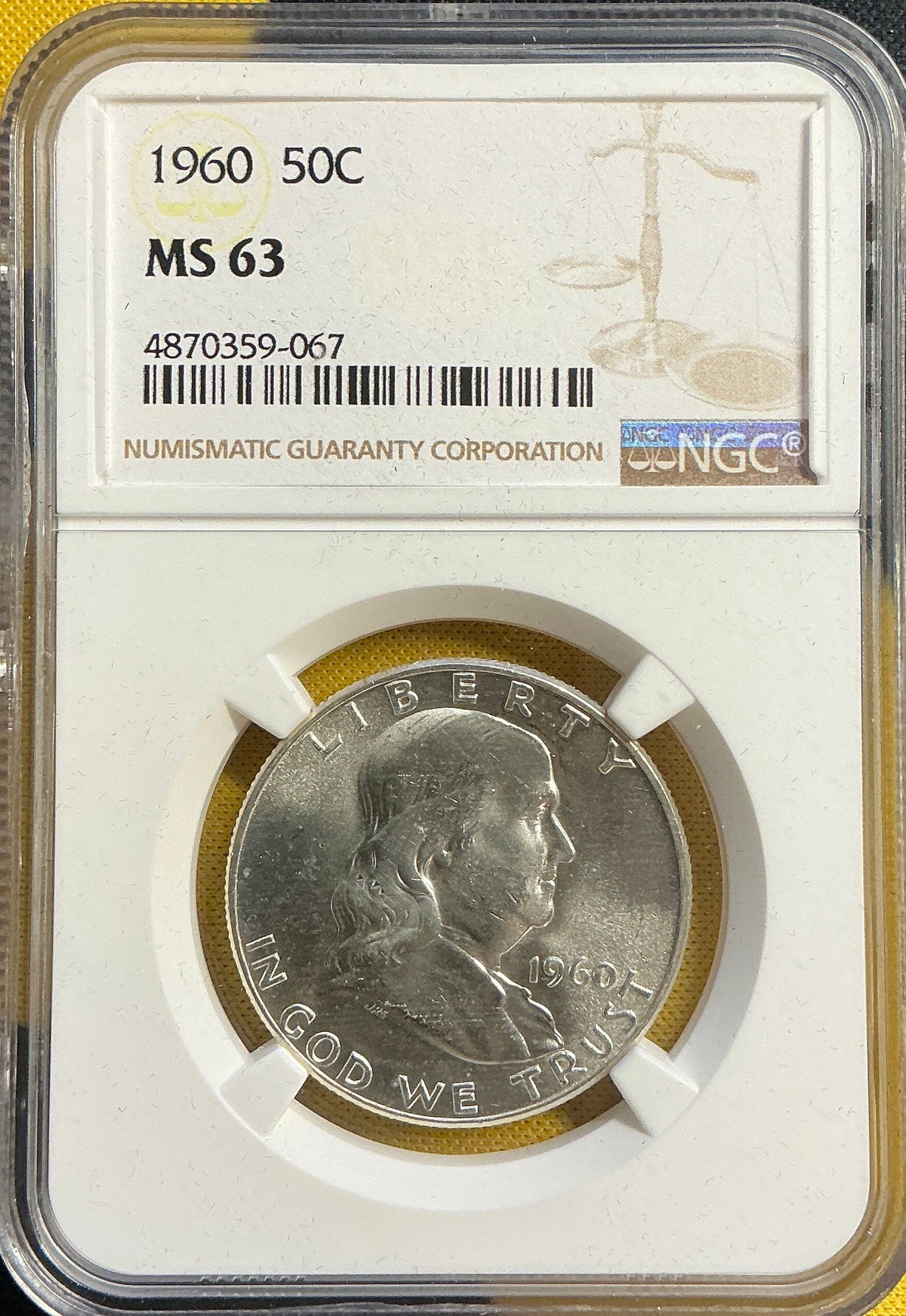 1960 Franklin Half Dollar, NGC MS 63, Store #HR2101