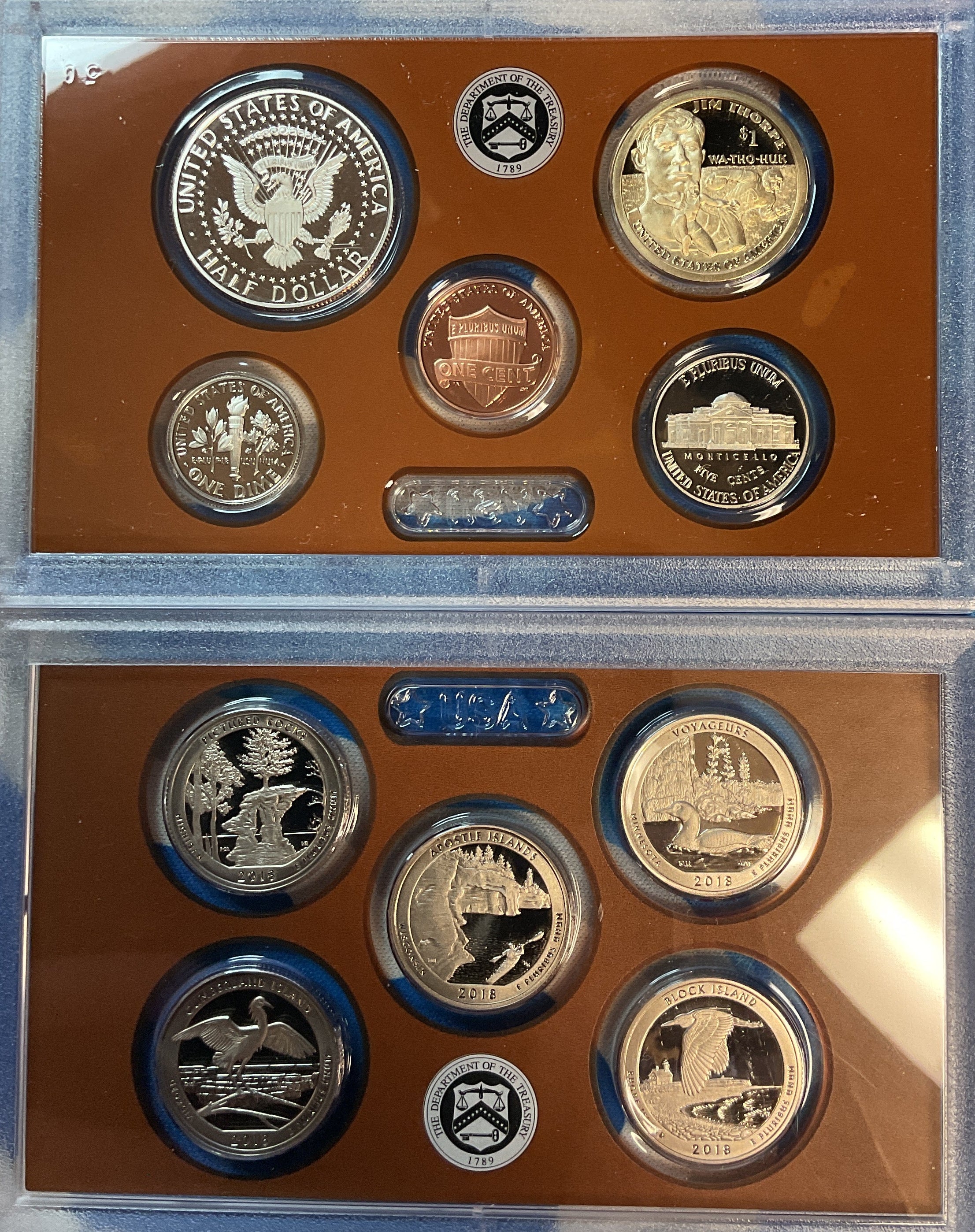 2018 Proof Set, 10 Coin Proof Set, Encased in Original Government Packaging.