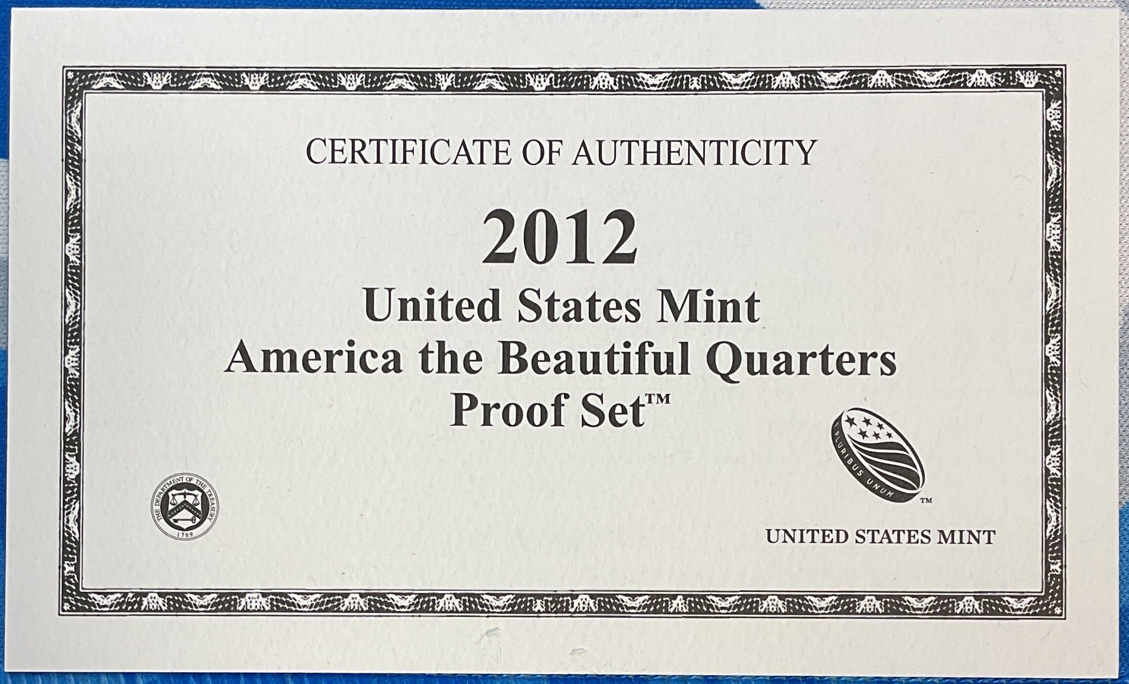 2012 U.S. Mint America the Beautiful Quarters Proof Set, in Original Government Packaging