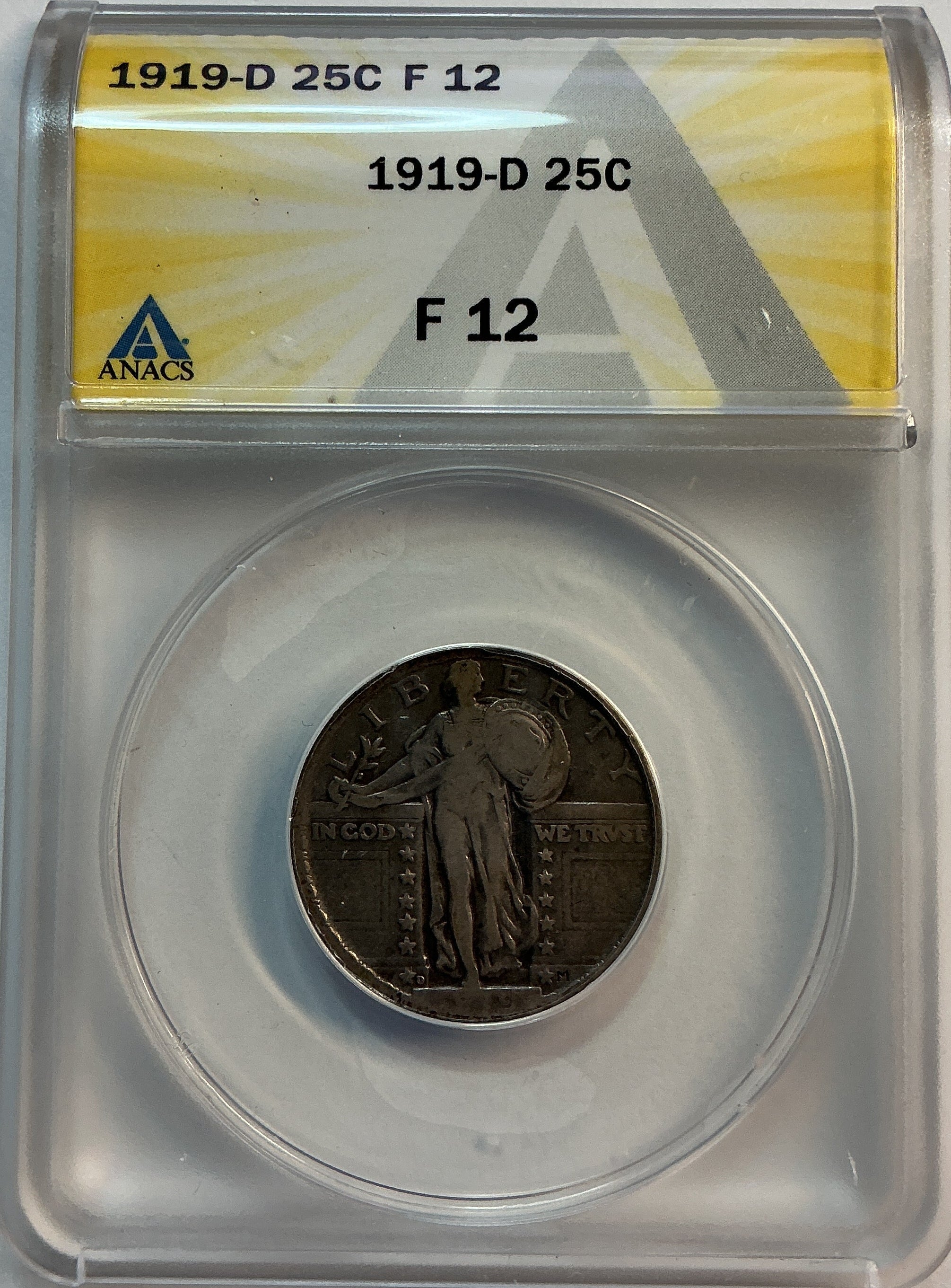 1919-D Standing Liberty Quarter, ANACS F-12, Store #QR1610