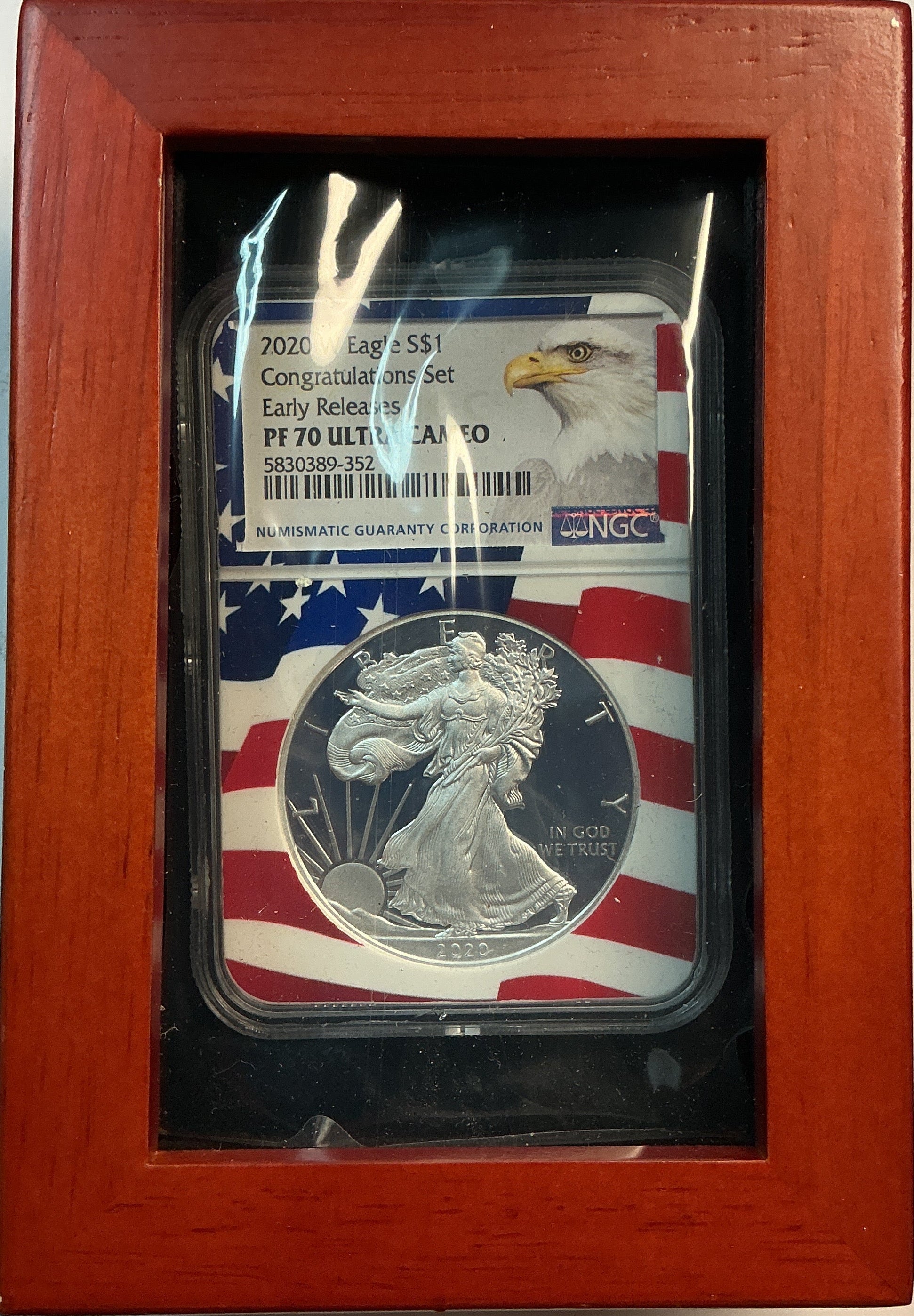 2020-W American Silver Eagle, NGC PF-70 Ultra Cameo, in BOX, Store# AE0372