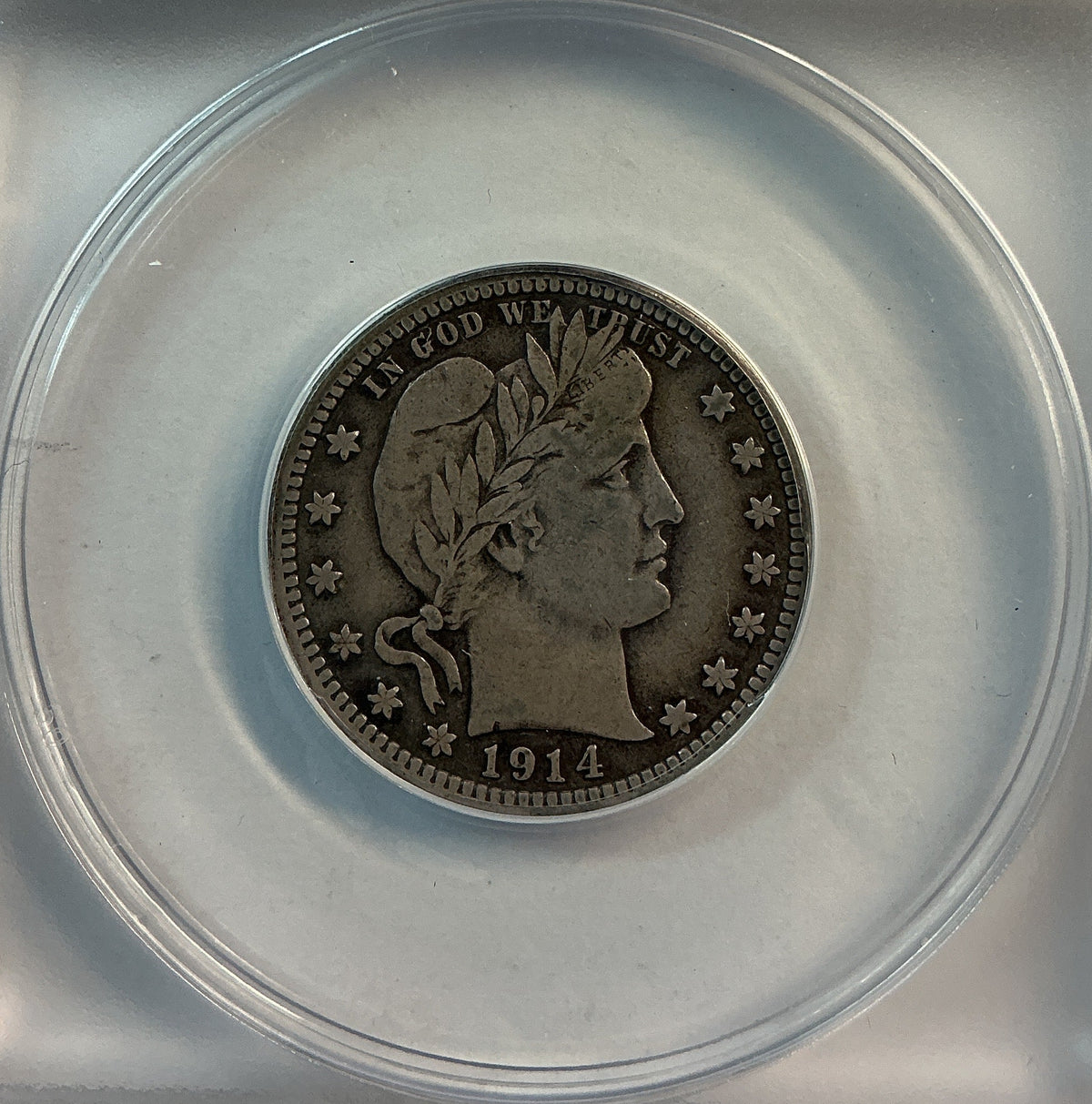 1914-S Barber Quarter, ANACS Fine 15. Store #QR1478