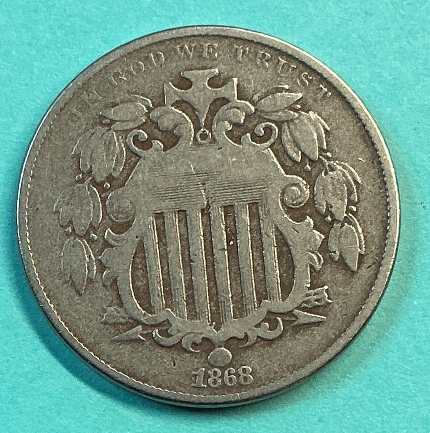 1868 Shield Nickel, Very Fine Details Circulated Coin, Store #NL0105