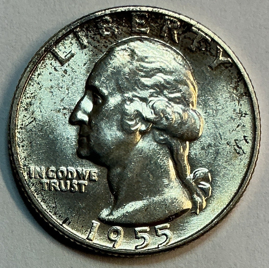 1955-D Silver Washington Quarter., Mint State Uncirculated Coin., Store #QR1768