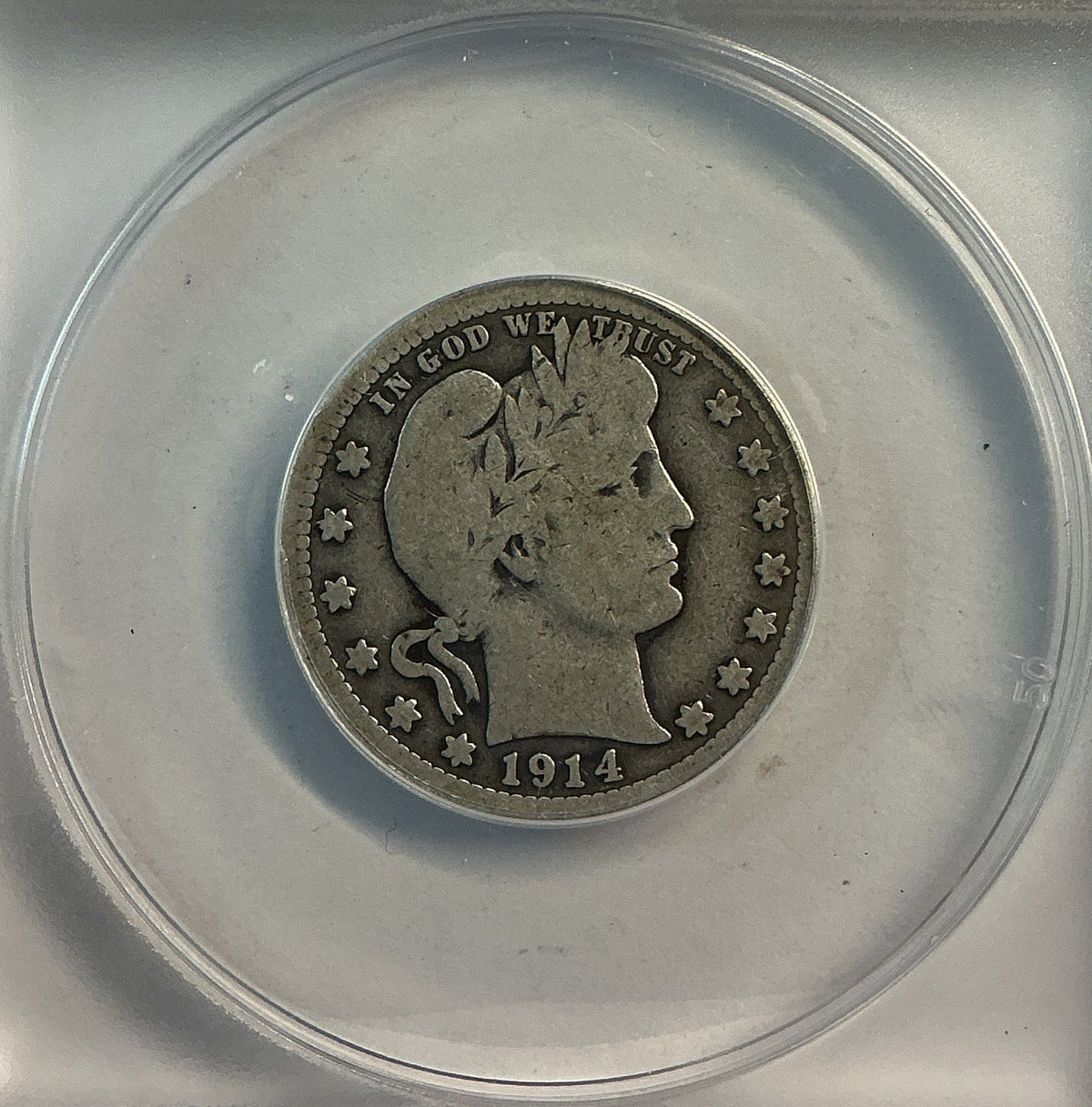 1914 Barber Quarter, ANACS Good 6. Store #QR1535