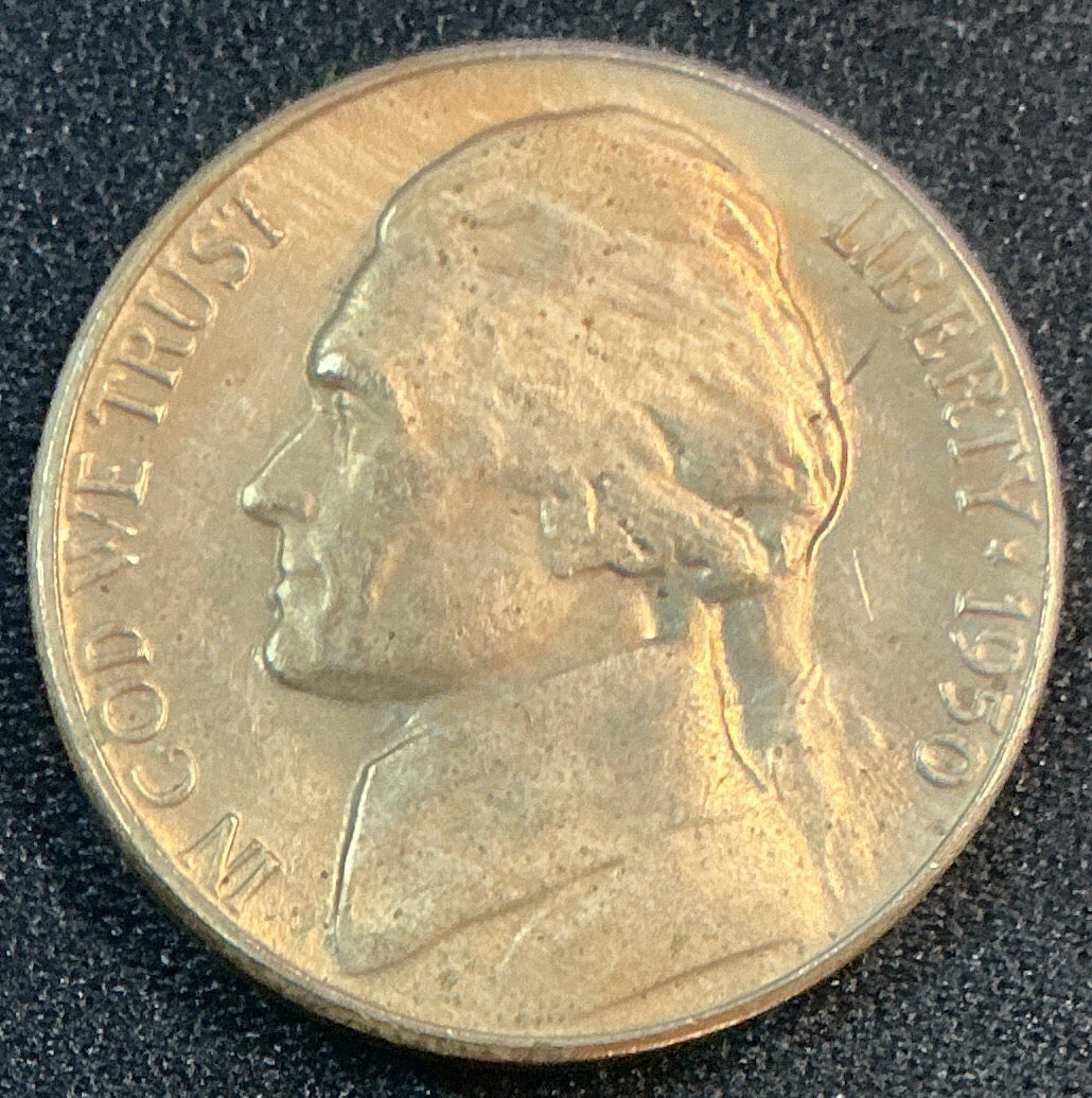 1950-D Jefferson Nickel, About Uncirculated Coin, Store #NL1104