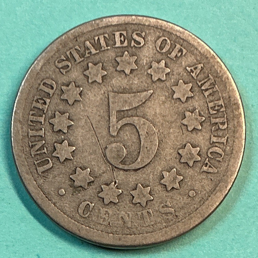 1869 Shield Nickel, Very Good Details Circulated Coin, Store #NL0110