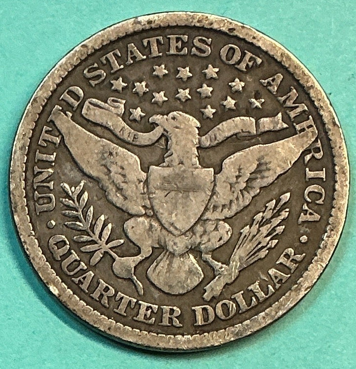 1896 Barber Quarter., Good Circulated Details., Store#QR1197