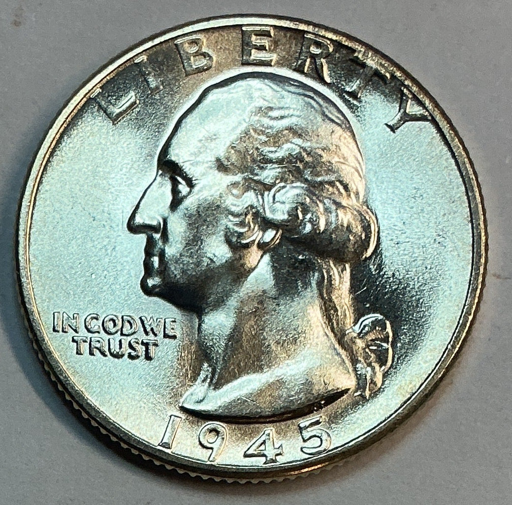 1945 Washington Quarter, Mint State Uncirculated Coin, Store #QR1717