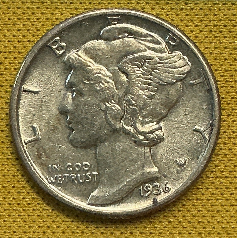 1936 Mercury Dime, GEM Brillant Uncirculated Coin, Store #DE0641