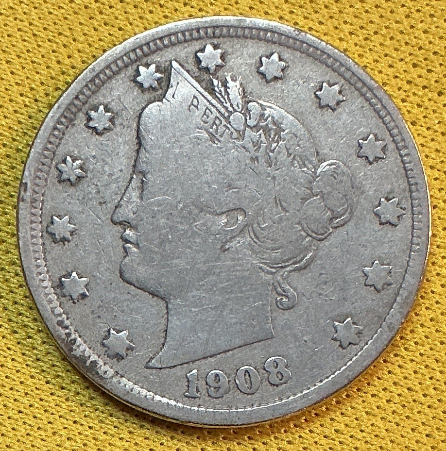 1908 Liberty Nickel, Very Good Circulated Coin, Store #NL905