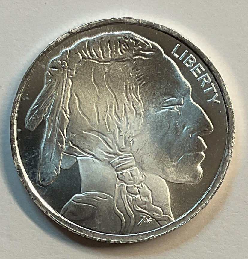 .999 silver, 1/2 Troy Ounce, Indian & Buffalo Silver Round Bullion, Store #SR014