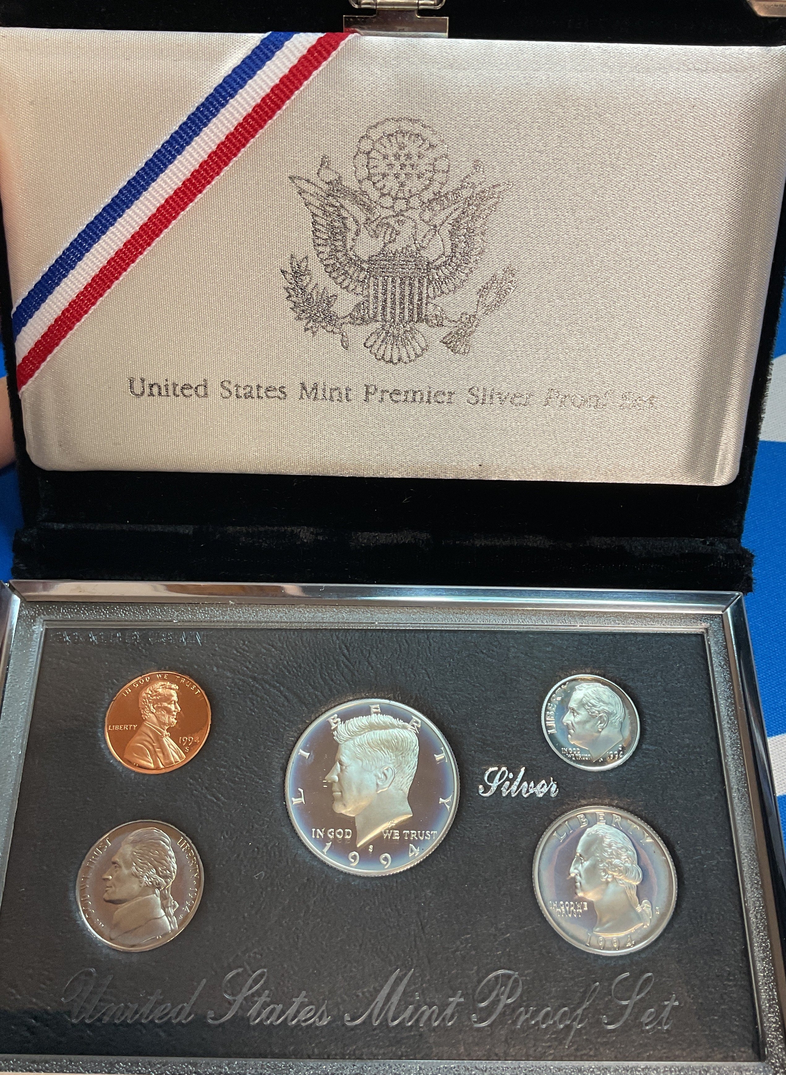 1994 5 Coin Silver Premier Silver Proof Set. U.S. Mint C.O.A, Store #PT033